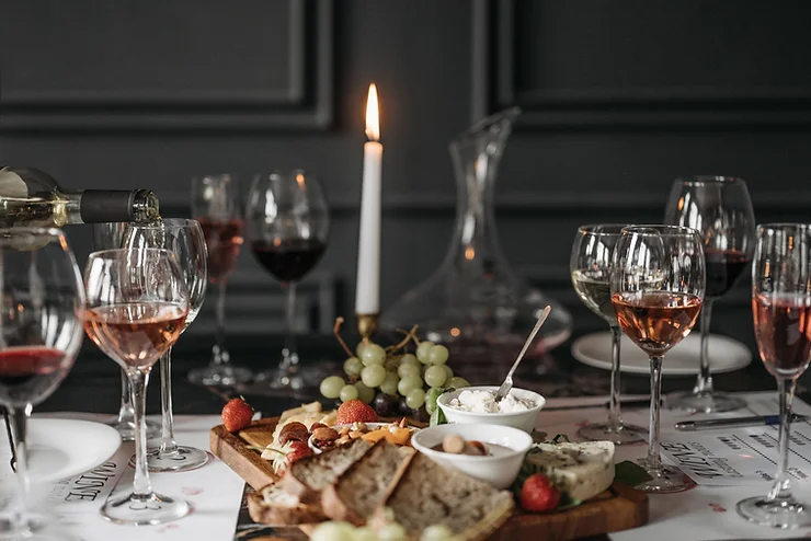 fancy table with wine